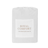 Royal Comfort Striped Flax Linen Blend Quilt Cover Set Soft Touch Bedding - Queen - Grey